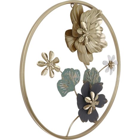 Handmade Iron Wall Decor, Lightweight Chinese Floral Decoration, Luxury Home Art with Hand-Painted Floral Motifs for Living Room, Bedroom (1/5)