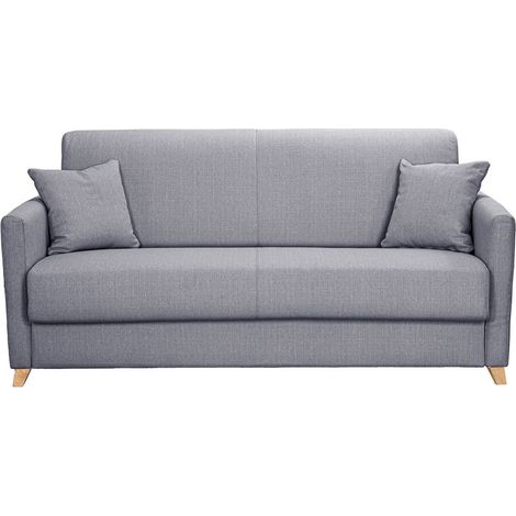 Skandinavische Schlafcouch hellgrau mit Matratze 18 cm 3-Sitzer SKANDY