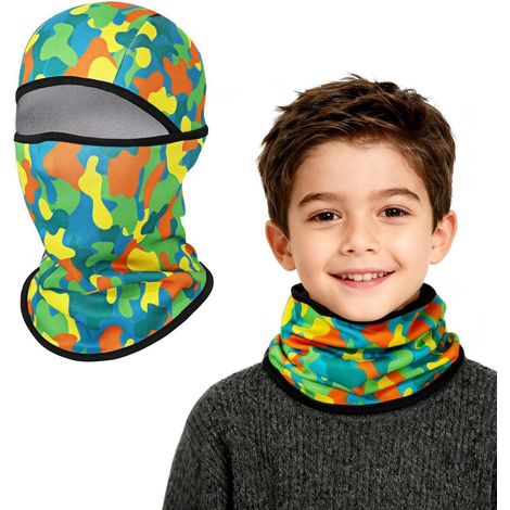 Kinder Sturmhaube Thermo Fleece 4-8 Jahre Tarnung Winddicht Multifunktionale Skimaske Halswärmer (1/5)