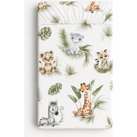 Lenzuolo con angoli in cotone per culla 120x60 cm - Little Safari (1/2)