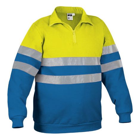 Sudadera de alta visibilidad VALENTO Road XXL Amarillo flúor / Azul royal