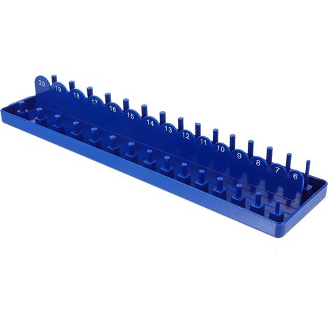 Organisateur de Supports de Douilles 3/8 en Pp Bleu pour Atelier Résistance la Casse et Déformation, Rangement et Pratique (1/5)