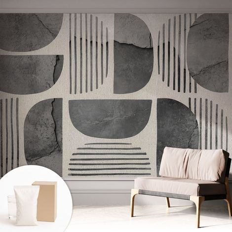 Tapete Vliestapete mit Kleber- abwaschbar - Raumgestaltung Schlafzimmer Wohnzimmer Tapete Geometrische Formen 312x219 cm (1/5)