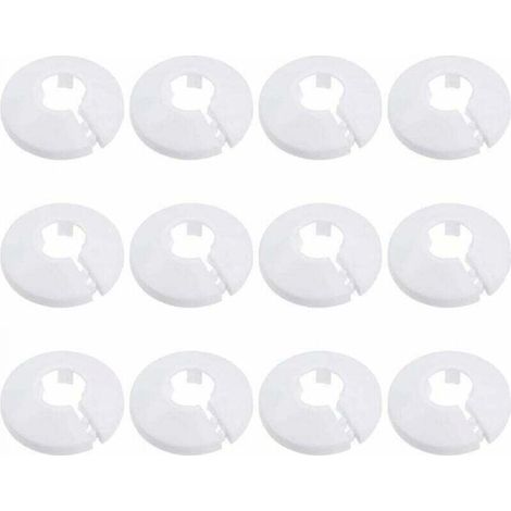 12 Pcs Pipe Cover, Plumbing Pipe Cover Radiator Clamp, Radiator Sleeve for Pipe, Round White Rosette, 15 mm Diameter (White) (1/5)