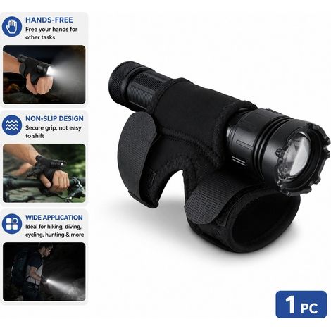 Support de poignet universel pour lampe de poche, support antidérapant mains libres pour lampe de poche, idéal pour la randonnée, la plongée, le cyclisme et la chasse (1/5)