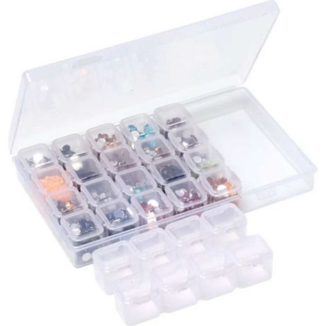 Boîte de rangement à 28 compartiments pour peinture diamant, petit rangement pour perles, transparente (1/5)