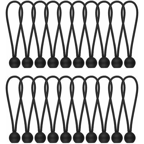 Cordons Élastiques - 20 Pièces - 30 cm - Boule Plastique - Pour Bâche Tente Pavillon Banderole - Fixation Rapide (1/5)