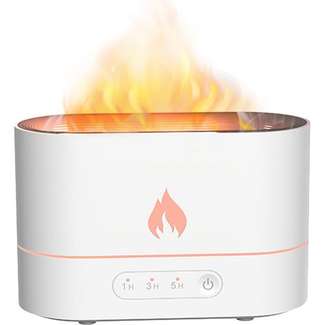 Humidificateur de bureau USB 250 ml avec effet flamme simulée, veilleuse et diffuseur d'aromathérapie silencieux. Idéal pour la maison, le bureau, la chambre à coucher et la chambre de bébé. Minuterie (1/5)