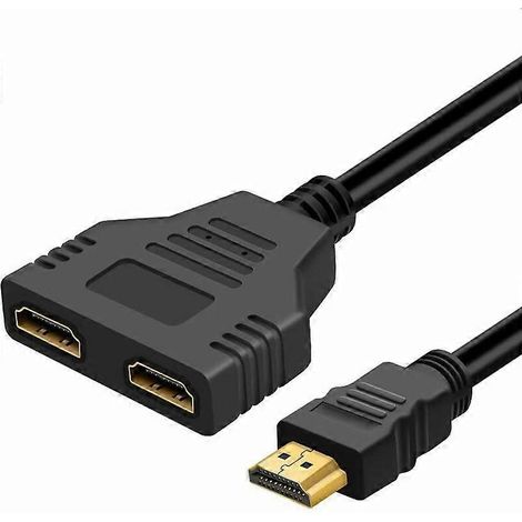 Répartiteur HDMI 1 entrée/2 sorties, compatible 1080p 60 Hz répartiteur HDMI 1.4, duplication double écran adaptateur/convertisseur de câble HDMI, compatible Full HD noir et blanc. (1/5)