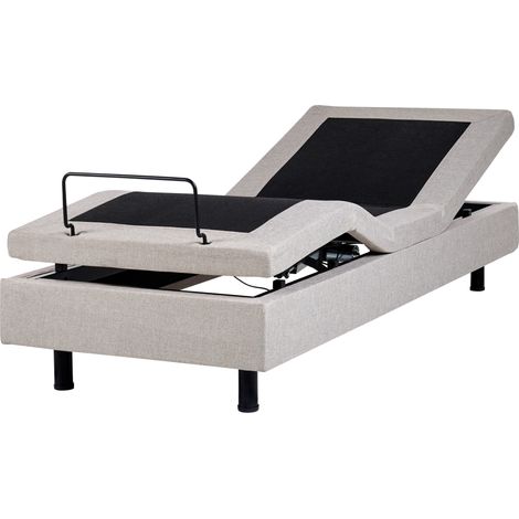 Cama articulada eléctrica moderna mando a distancia ajustable sin cabecero poliéster beige 80 x 200 cm Duke