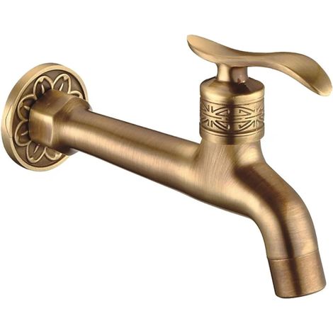 Robinet en laiton, robinet de machine à laver à poignée unique, robinet d'eau froide simple pour tuyau d'arrosage extérieur, antique (1/3)