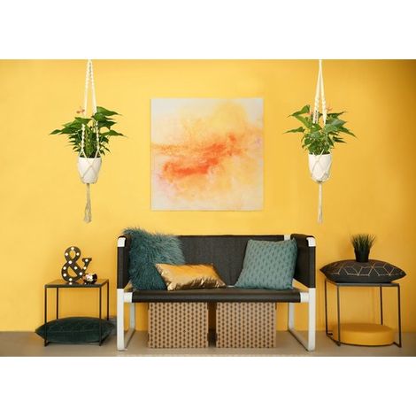 Lot de 4 paniers suspendus en macramé coton avec perles, jardinière murale intérieure bohème pour décoration de maison, balcon, terrasse ou fenêtre (1/5)