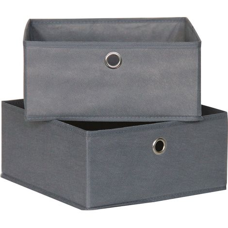 Lot De 2 Cartons De Ranger 28x28x13cm Tissu Non Tissé Mondex (1/2)