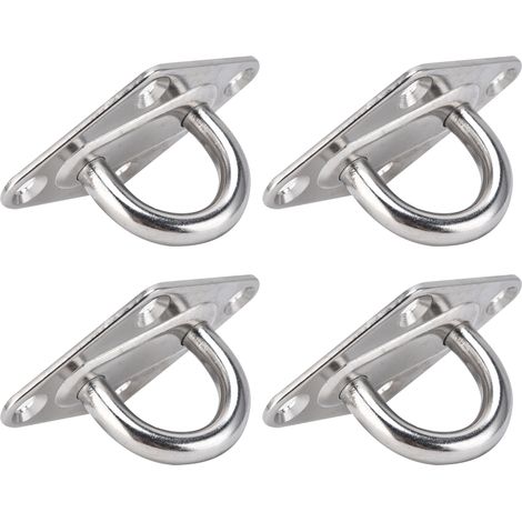 Lot de 4 œillets de plafond robustes en forme de losange, en acier inoxydable 304, pour fixation murale de hamac. (1/5)