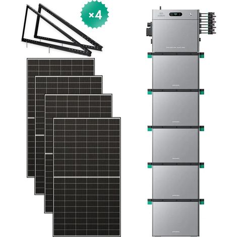 Zendure SolarFlow 2400 Pro - Batterie Solaire 2400W AC, PV 4800W, 2.4-16.8kWh, Plug & Play, IP65, Tesla/Pompes à Chaleur. avec 4xAB3000L (14.4 kWh), avec 500Wx4 Panneau Bifacial, avec 8x supports