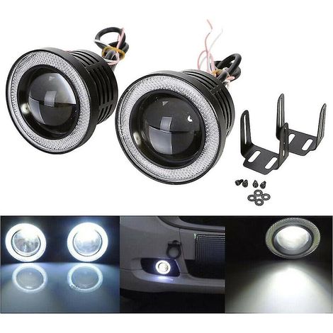 Phares antibrouillard universels ronds à LED avec anneaux halo, 2 pièces (1/5)