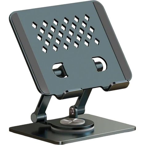 Support pliable en métal pour tablette multi-angles, base rotative à 360°, compatible avec téléphones et tablettes de 4 à 12,9 pouces (1/5)
