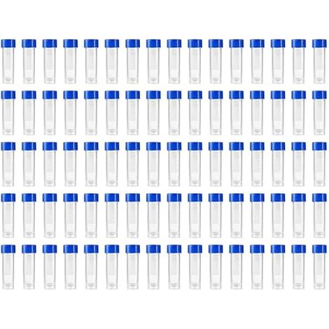 Lot de 80 Tubes à Essai Gradués 5ml, Blue Cryotubes En Plastique Tubes, Tube de Fiole Congelé en Plastique avec Bouchon à Vis, Flacon Transparent, Tubes à essai en plastique (1/5)