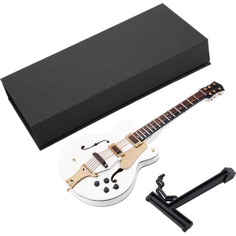 Miniatur-E-Gitarre, 7 Zoll, weiß, Replika mit Box, Deko-Instrument, Weihnachtsgeschenk (1/5)