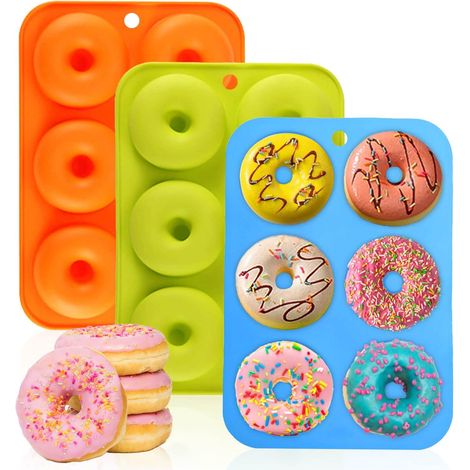 Stampo per ciambelle riutilizzabile in 3 parti. Adatto per torte, cupcake, biscotti, bagel (verde, arancione, blu)