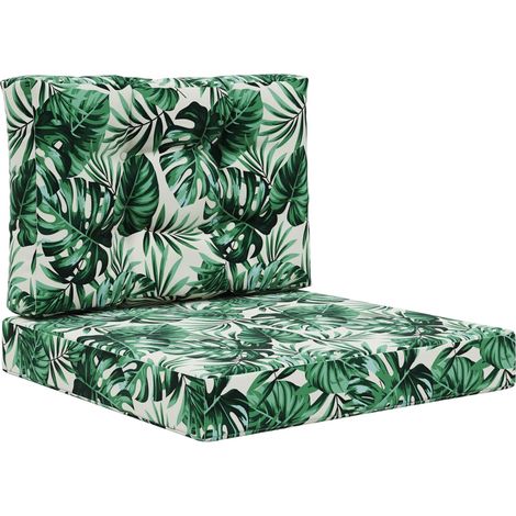 Coussin de canapé d'extérieur 2 pcs Motif feuille Polyester