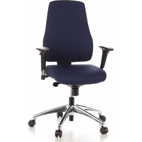 Bürostuhl / Drehstuhl PRO-TEC 200 Stoff dunkelblau Alu poliert hjh OFFICE (1/5)