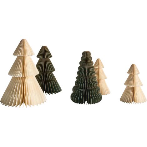 Weihnachtsdekoration 5er Set VORMA Weihnachtsbaum 25 cm Beige / Grün (1/5)