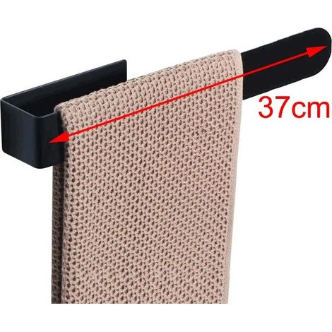 Porte-serviettes (37 cm, noir) - Porte-serviettes sans perforation - Porte-serviettes de salle de bain auto-adhésif - Porte-serviettes de cuisine - Articles ménagers (1/5)