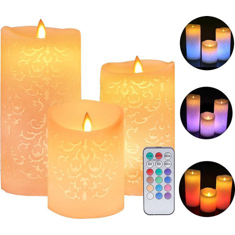 Bougie LED 3 Types LED Sans Flamme Bougies,Bougies LED en Cire Véritable avec Minuterie Télécommande,Motif Creux Électronique Fausse Bougie, pour Home Soirée, Party, Mariage, Fêtes, Noël (1/5)