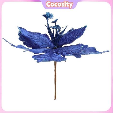 Cocosity Ornement de fleur artificielle d'arbre de Noël Ornement de fleurs artificielles bleues, 6 pièces, fausses deco murale (1/5)