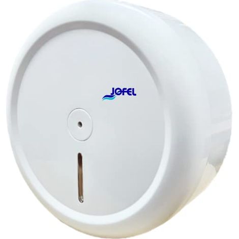 Jofel - Portarotolo industriale, Dispenser per rotoli di carta fino a 203 mm di diametro, in ABS bianco, salva carta, AE68000