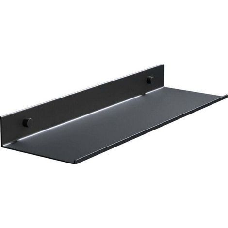 (20 cm, nero) Mensola da bagno senza foratura, mensola nera a parete, mensola in metallo per doccia da 20 cm, mensola decorativa galleggiante per soggiorno, bagno, cucina, ufficio (1/4)