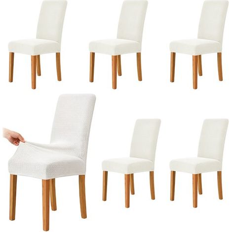 Fundas para sillas de comedor,Paquete de 6,Fundas para sillas,Fundas decorativas para asientos,Largo/Ancho/Alto: 38,48 / 38,48 / 47,58 cm (1/5)