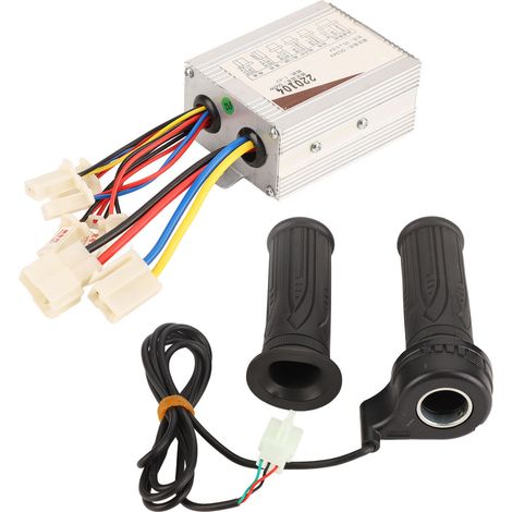 Kit de commande pour vélo électrique comprenant une manette et une poignée d'accélérateur en alliage d'aluminium, compatible avec les vélos électriques 24 V 500 W. (1/5)