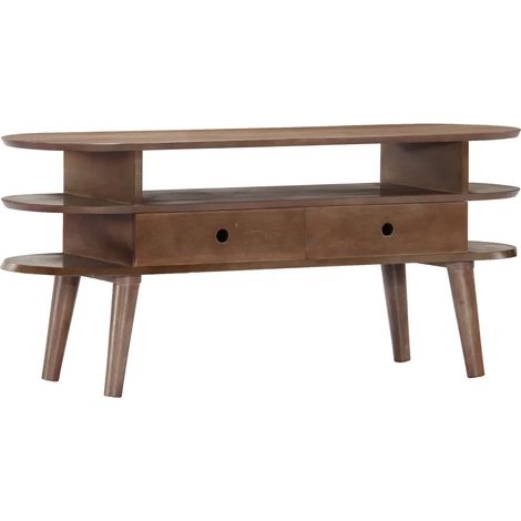 Mobile TV 110 x 35 x 50 cm con 2 cassetti pratico stile scandinavo in legno di acacia marrone 020046452