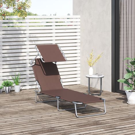Transat pliant, transat de jardin avec pare-soleil, chaise longue avec dossier réglable 4 positions, transat de camping, capacité de charge jusqu'à 120 kg, convient pour le jardin, le balcon et la pis