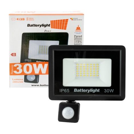 Faretto LED nero con sensore IP65 30W 2400 lumen basculante E-27 G - MARCA (1/5)