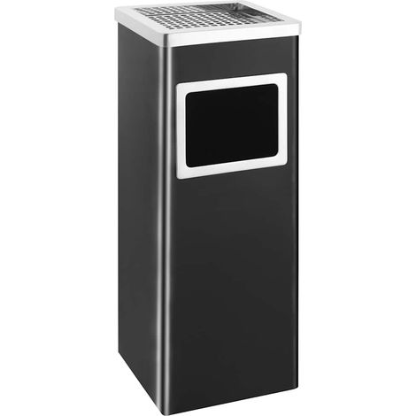 Poubelle à cendrier 36 L Acier Noir (1/5)
