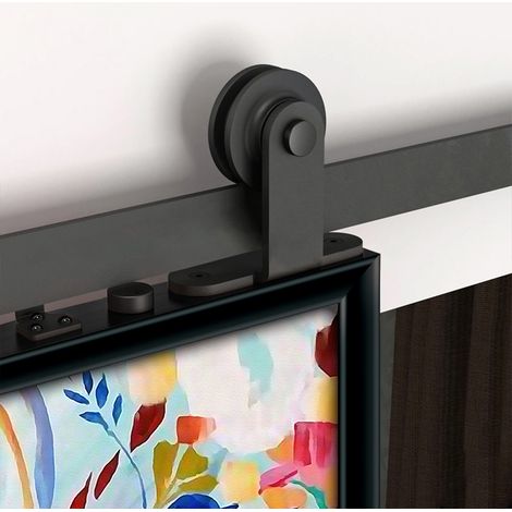 WYCTIN® Puertas correderas,puerta de granero, juego de poleas de riel colgante, estilo gancho en T, puerta única de 183 cm
