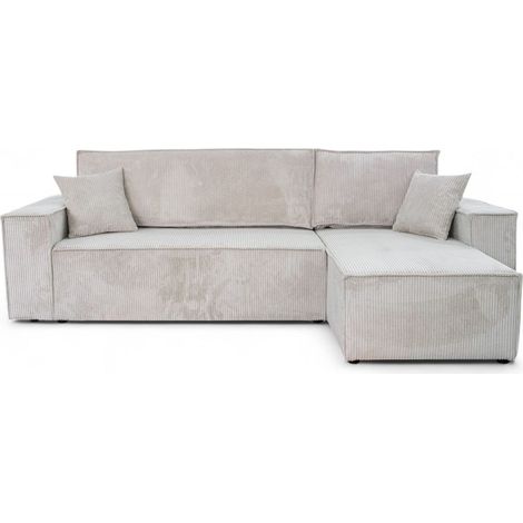Divano angolare convertibile in velluto a coste bianco Karl L PREMIUM (1/4)