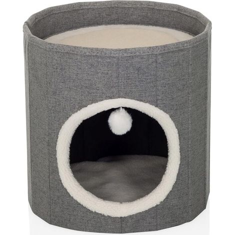 [NEUWERTIG] B-Ware hjh LIVING PAWY R Katzenhöhle Haus Katzenbett Katzenmöbel 38x38x38 cm grau (1/2)