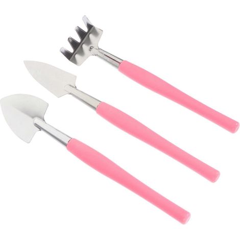 Ensemble de 3 outils de jardinage en acier inoxydable avec poignées ergonomiques et confortables, adapté aux plantes en pot. (1/5)
