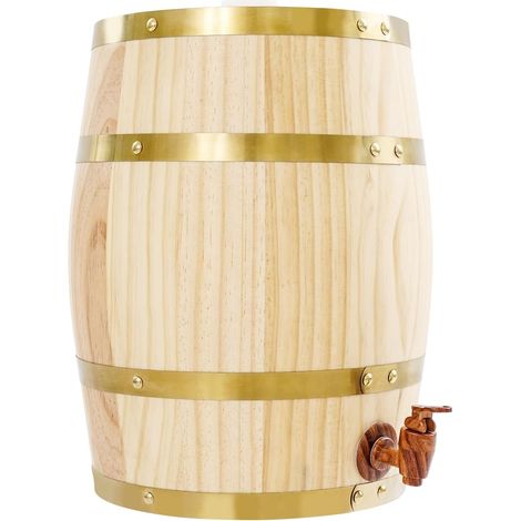 Tonneau à vin 10 l en bois de pin avec robinet 26 x 33 cm Couleur bois (1/5)