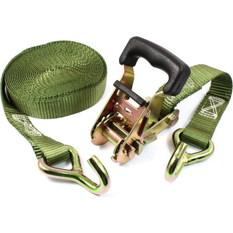 Truck Haken Ziereinlage Metallhaken Ladeflächenbereich Spanngurt Ratsche Grün 5 M S-Haken 487,68 cm (1/3)