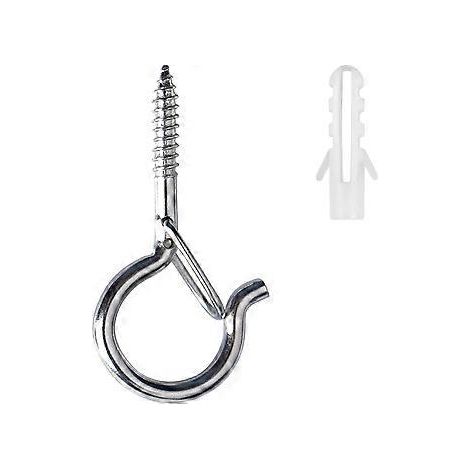 Lot de 22 crochets à vis Q-Hanger pour fixation murale ou au plafond avec boucle de sécurité, idéal pour le Nouvel An, la maison, le garage ou les fêtes (argenté). (1/5)