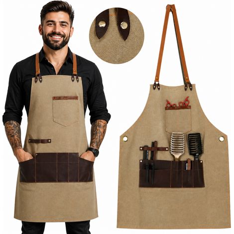 Professionelle Leder-Friseurschürze mit Taschen (1/5)