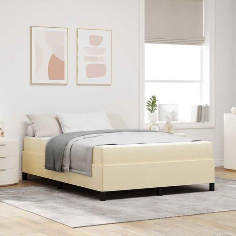 Boxspringbett mit Matratze Creme 140 x 190 cm Stoff