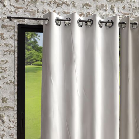 Homemaison – Rideau occultant à oeillets en microfibre lavée 135x250 cm – 8 oeillets inox – Entretien facile – Aspect froissé