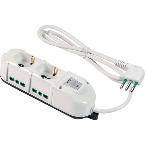 FANTON 491124 Multipresa TRIAX 2 prese frontali universali 16A + 4 prese laterali bipasso 10/16A ciabatta spina piccola 10A + interruttore automatico (1/2)