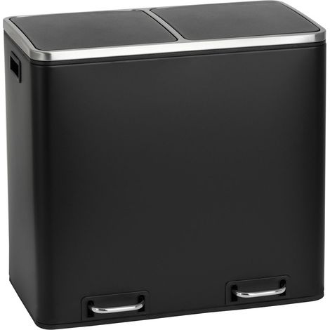 Svita – Poubelle à pédale 48L rectangulaire noire – Acier avec revêtement en poudre – Seau intérieur amovible – Fonction de fermeture en douceur